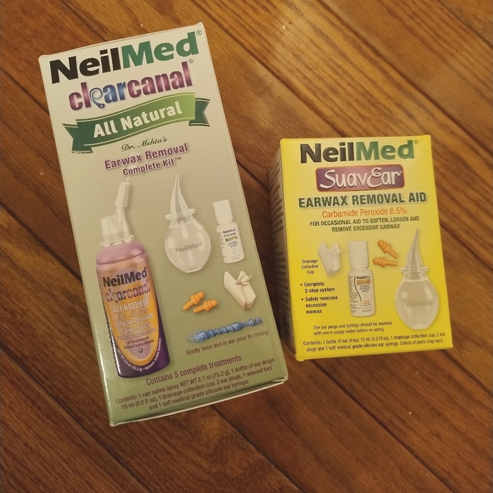NeilMed clear canal and suavear earwax removal kits